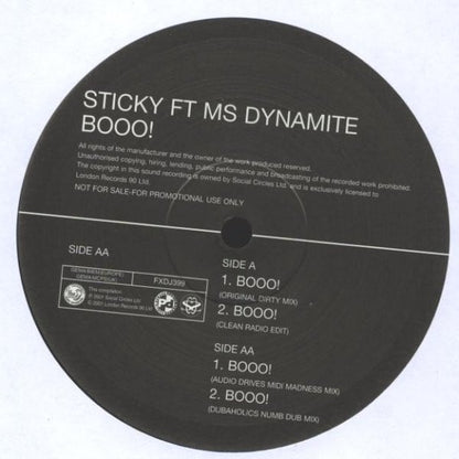 Sticky Ft Ms Dynamite* : Booo! (12", Promo)