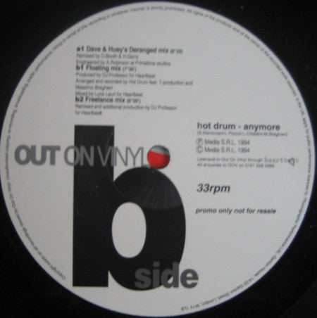 Hot Drum : Anymore (12", Promo)