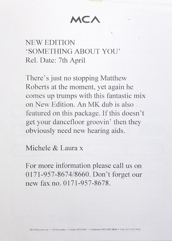 New Edition : Something About You (12", Promo)