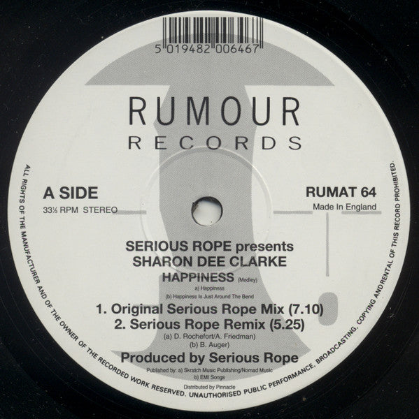 Serious Rope Presents Sharon Dee Clarke : Happiness (12")
