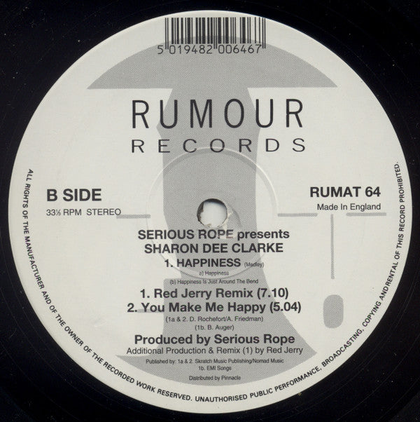 Serious Rope Presents Sharon Dee Clarke : Happiness (12")