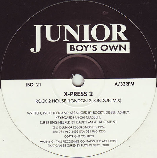 X-Press 2 : Rock 2 House / Hip Housin' (12", Single)