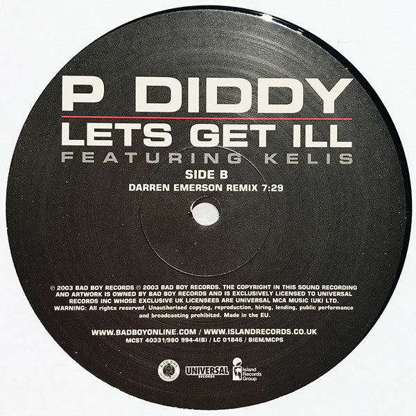 P. Diddy Featuring Kelis : Let's Get Ill (12")