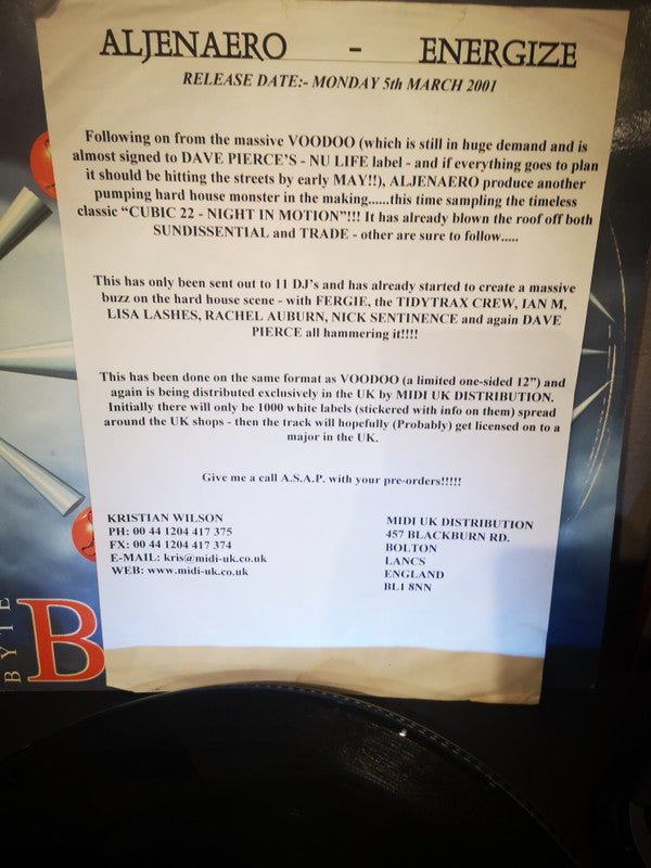 Aljenaero : Energize (12", S/Sided, Ltd, W/Lbl, Sti)