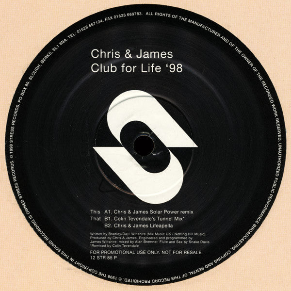 Chris & James : Club For Life '98 (12", Promo)