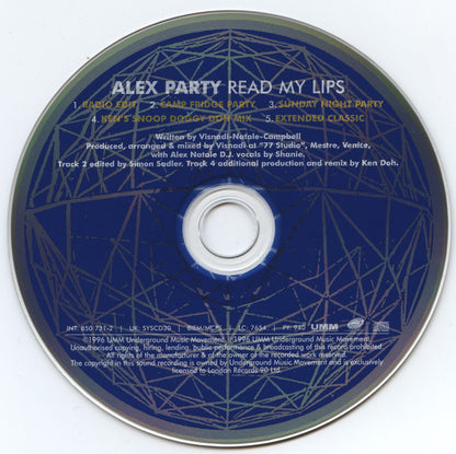 Alex Party : Read My Lips (CD, Single)