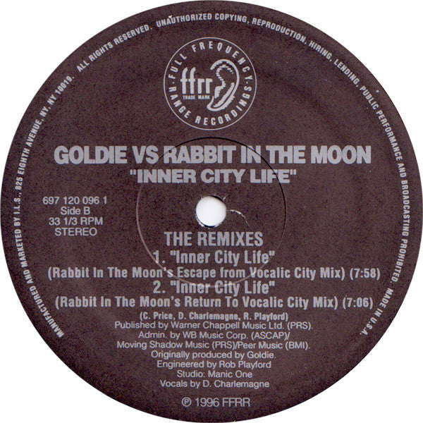 Goldie vs. Rabbit In The Moon : Inner City Life (The Remixes) (12")