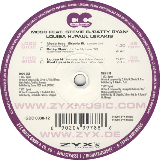 MCSC featuring  Stevie B  / Patty Ryan  /  Louisa H.  /  Paul Lekakis : Club Classics 38 (12", Comp)