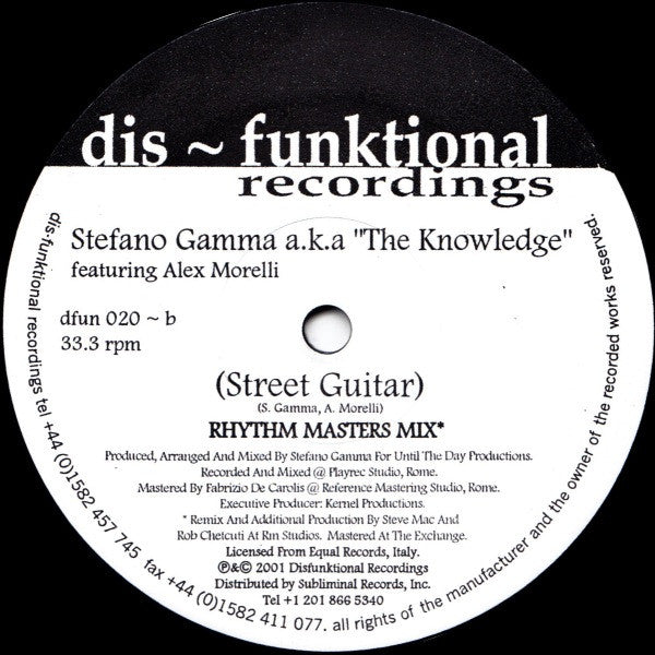 Stefano Gamma Aka The Knowledge Featuring Alex Morelli : Street Guitar (12")