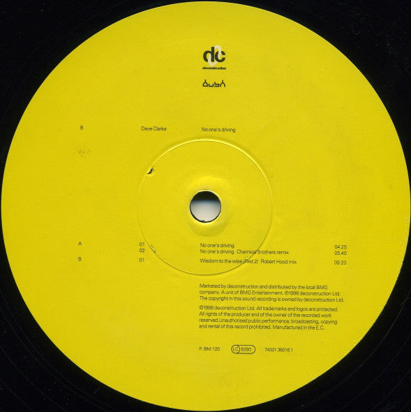 Dave Clarke : No One's Driving (12", Single)