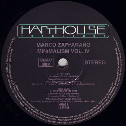 Marco Zaffarano : Minimalism Vol. IV (12")