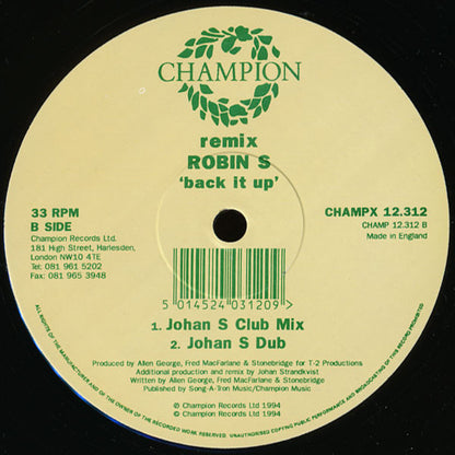 Robin S. : Back It Up (Remix) (12")