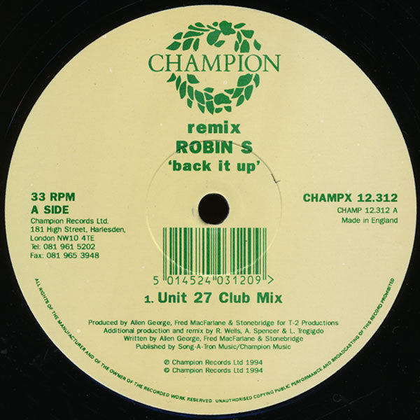 Robin S. : Back It Up (Remix) (12")