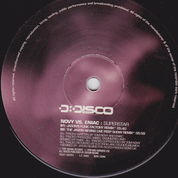 Novy Vs. Eniac : Superstar (12")