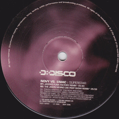 Novy Vs. Eniac : Superstar (12")