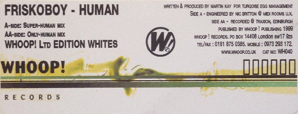 Friskoboy : Human (12", Ltd, W/Lbl)