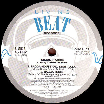 Simon Harris Starring Daddy Freddy : Ragga House (All Night Long) (Remixes) (12")