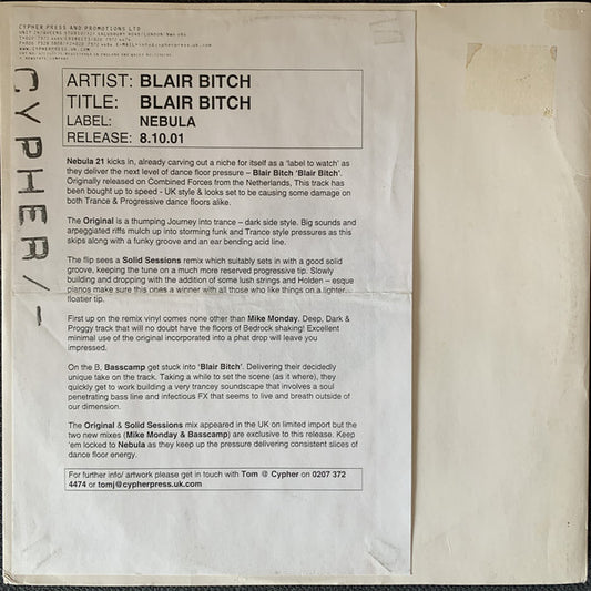 Blair Bitch : Blair Bitch (12", Promo, W/Lbl)