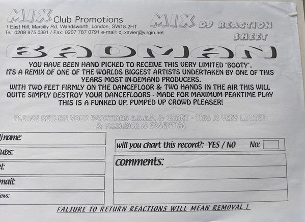 Unknown Artist : Badman (12", S/Sided, W/Lbl)