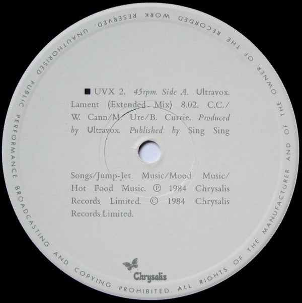 Ultravox : Lament (Extended Mix) (12", Single)
