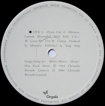 Ultravox : Lament (Extended Mix) (12", Single)