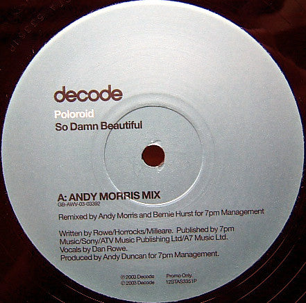 Poloroid : So Damn Beautiful (12", Ltd, Promo)