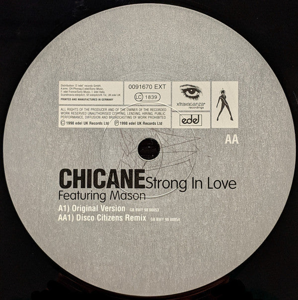 Chicane Featuring Sylvia Mason-James : Strong In Love (12")