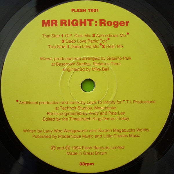 Roger (38) : Mr Right (12")