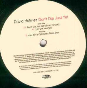 David Holmes : Don't Die Just Yet (12", Single)