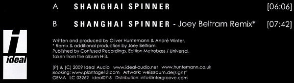 Oliver Huntemann : Shanghai Spinner (12")