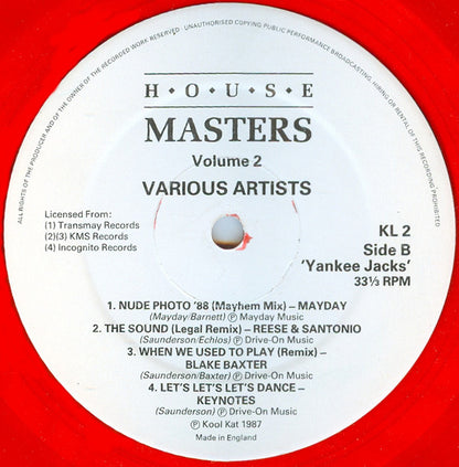 Various : House Masters Vol. 2 The U.K. vs. U.S.A. Showdown Continues (LP, Comp, Red)