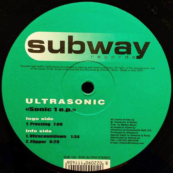 Ultrasonic (3) : Sonic 1 EP (12", EP)