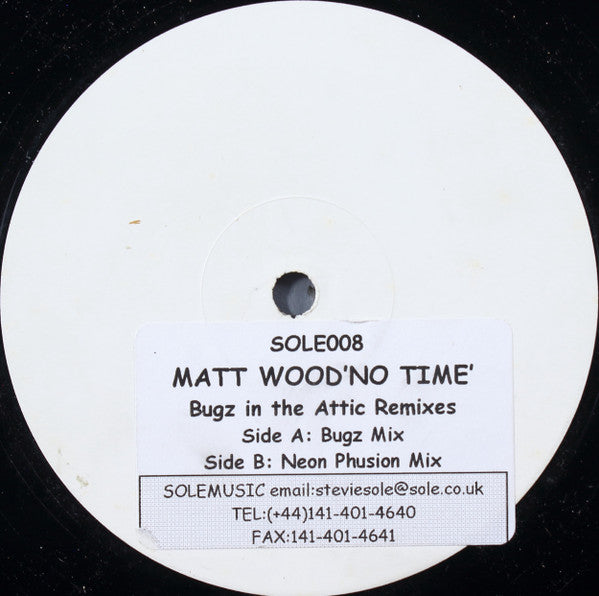 Matt Wood : No Time (Bugz In The Attic Remixes) (12", W/Lbl)