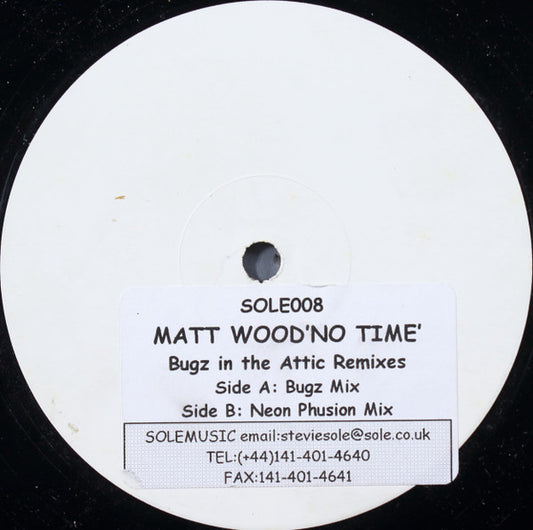 Matt Wood : No Time (Bugz In The Attic Remixes) (12", W/Lbl)