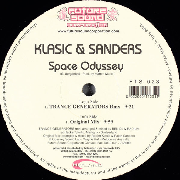 Klasic & Sanders : Space Odyssey (12")