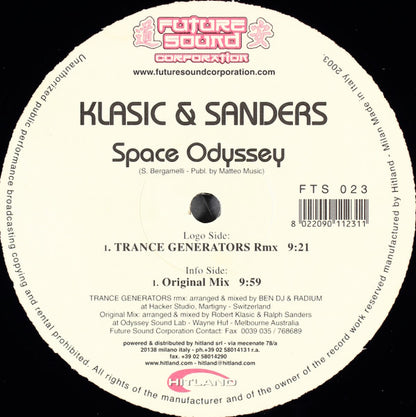Klasic & Sanders : Space Odyssey (12")