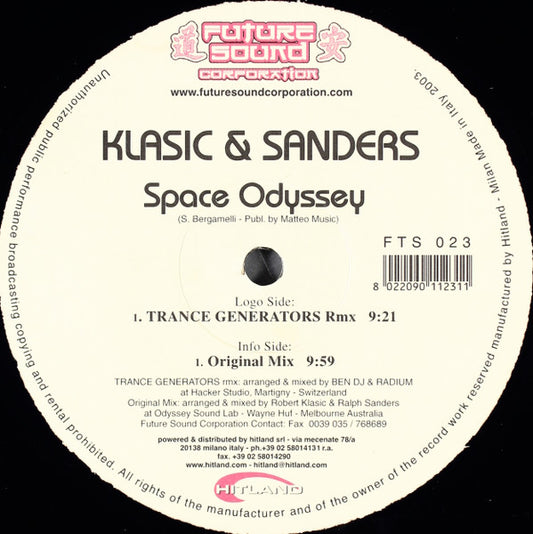 Klasic & Sanders : Space Odyssey (12")