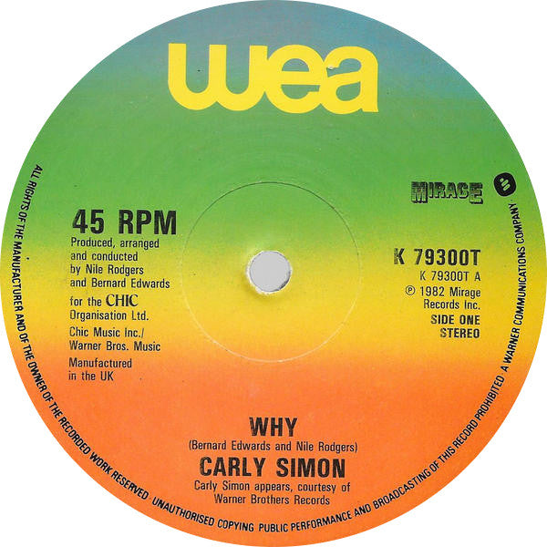Carly Simon : Why (Extended Version) (12", Single)