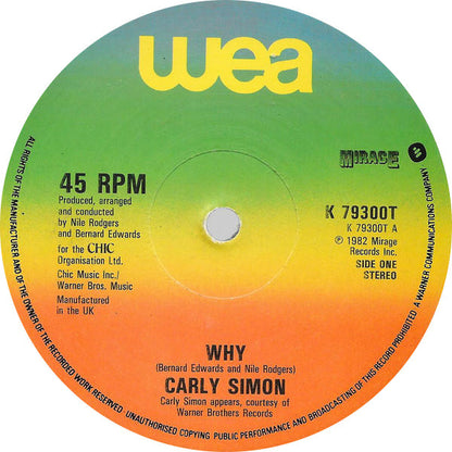 Carly Simon : Why (Extended Version) (12", Single)