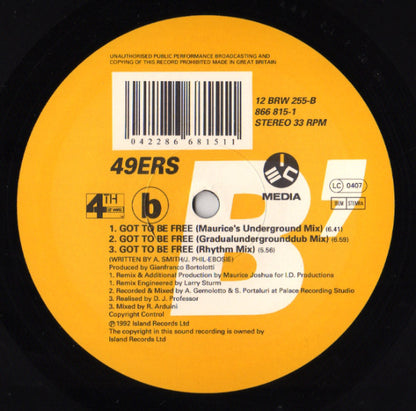 49ers : Got To Be Free (12", Single)