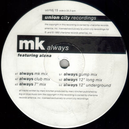 Marc Kinchen Featuring Alana : Always (12", Promo)