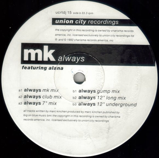 Marc Kinchen Featuring Alana : Always (12", Promo)