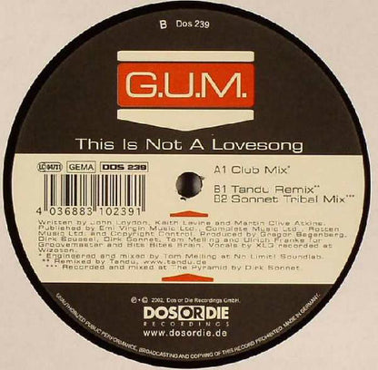 G.U.M. : This Is Not A Lovesong (12")