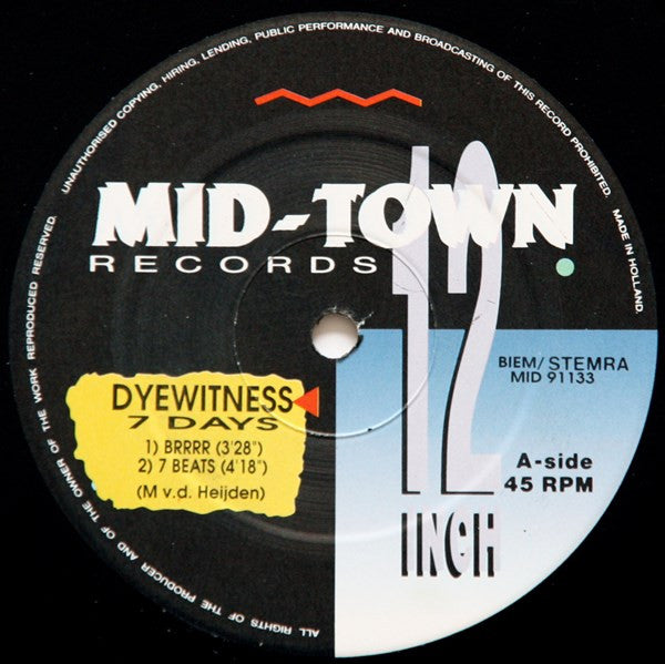 Dyewitness : Seven Days (12", M/Print)