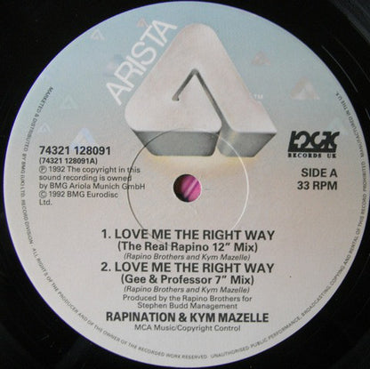 Rapination* & Kym Mazelle : Love Me The Right Way (12")