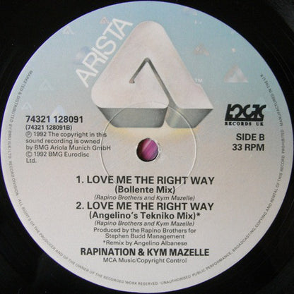 Rapination* & Kym Mazelle : Love Me The Right Way (12")