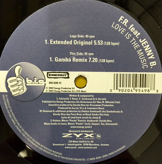 Francesco Rossi Feat. Jenny B. : Love Is The Music (12")