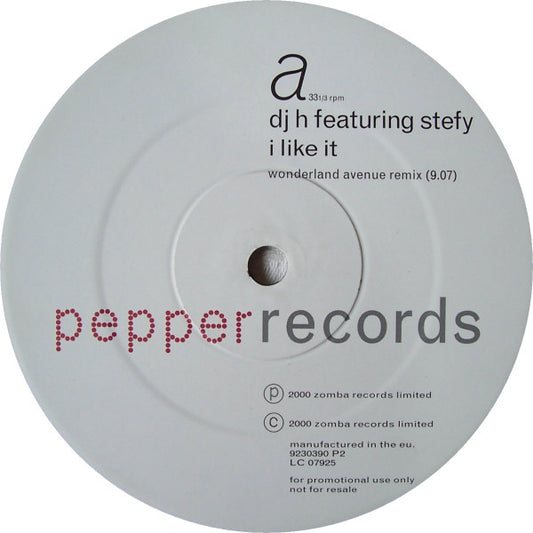 DJ H. Feat. Stefy : I Like It (12", Promo)