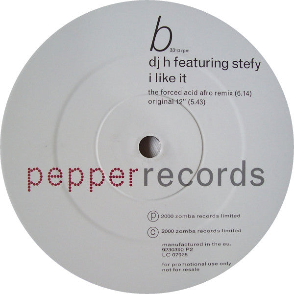 DJ H. Feat. Stefy : I Like It (12", Promo)