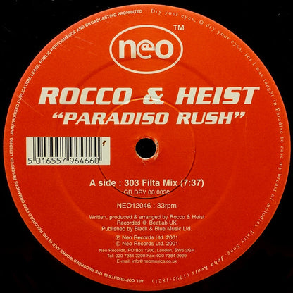 Rocco & Heist : Paradiso Rush (12")